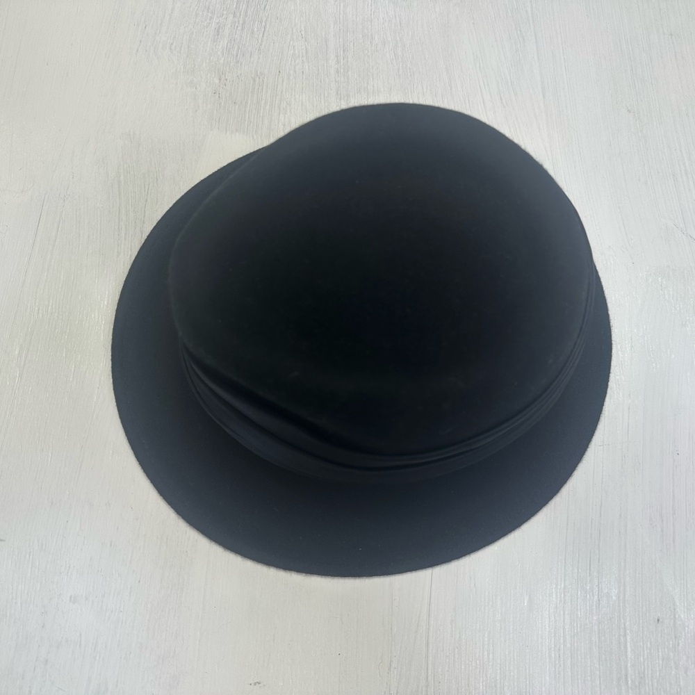 Betmar New York Black Wool Felt Fedora Hat Satin Band Buckle Unisex L - Picture 5 of 11